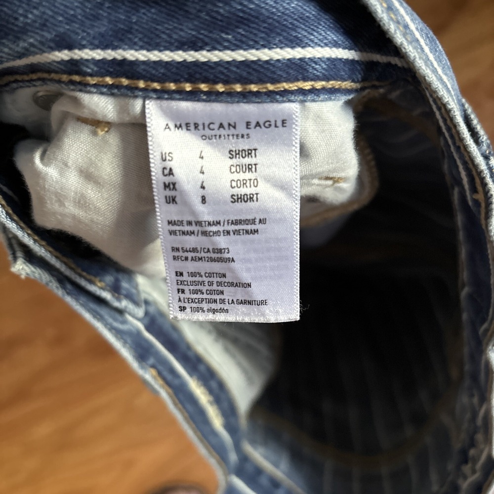 American Eagle Jeans Womens Blue Denim Striped Mom Jeans Regular Size 4 Short - Picture 6 of 9